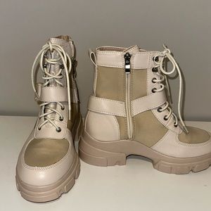 Nasty Gal beige boots side buckle, chunky boots, European size 36